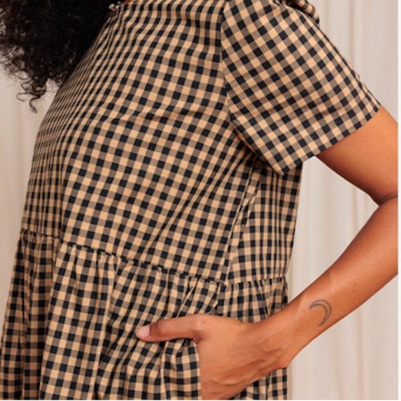 Tradlands Chalet Tiered Dress, Coffee Gingham - Picture 4 of 11